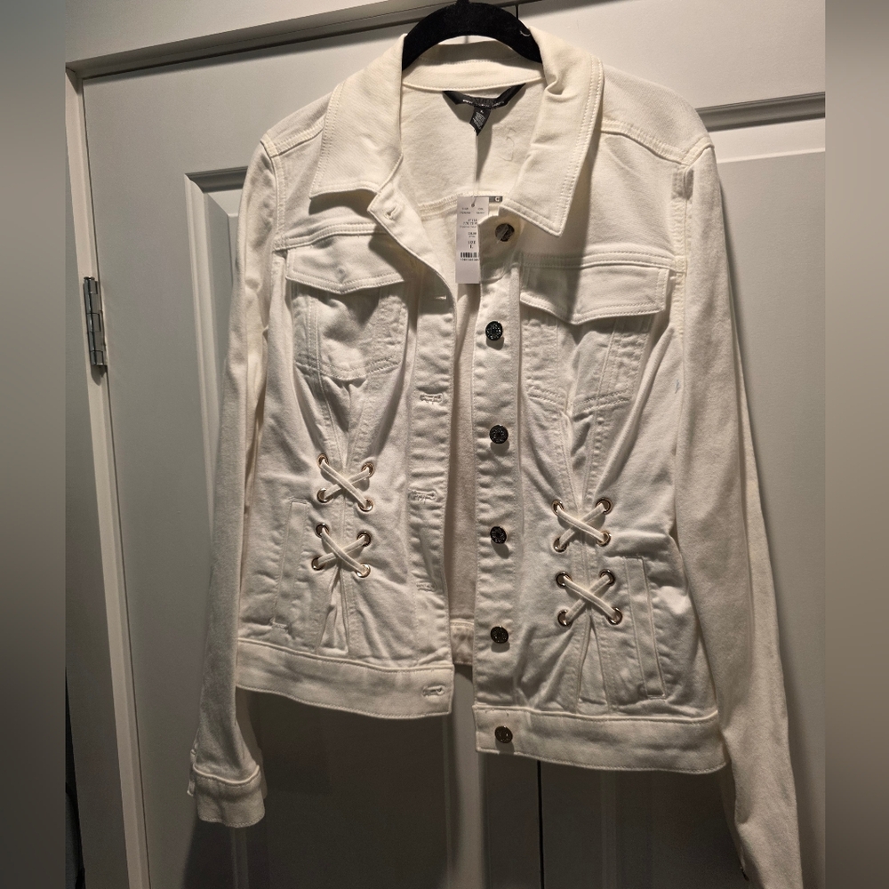 White DENIM JACKET - Picture 2 of 9
